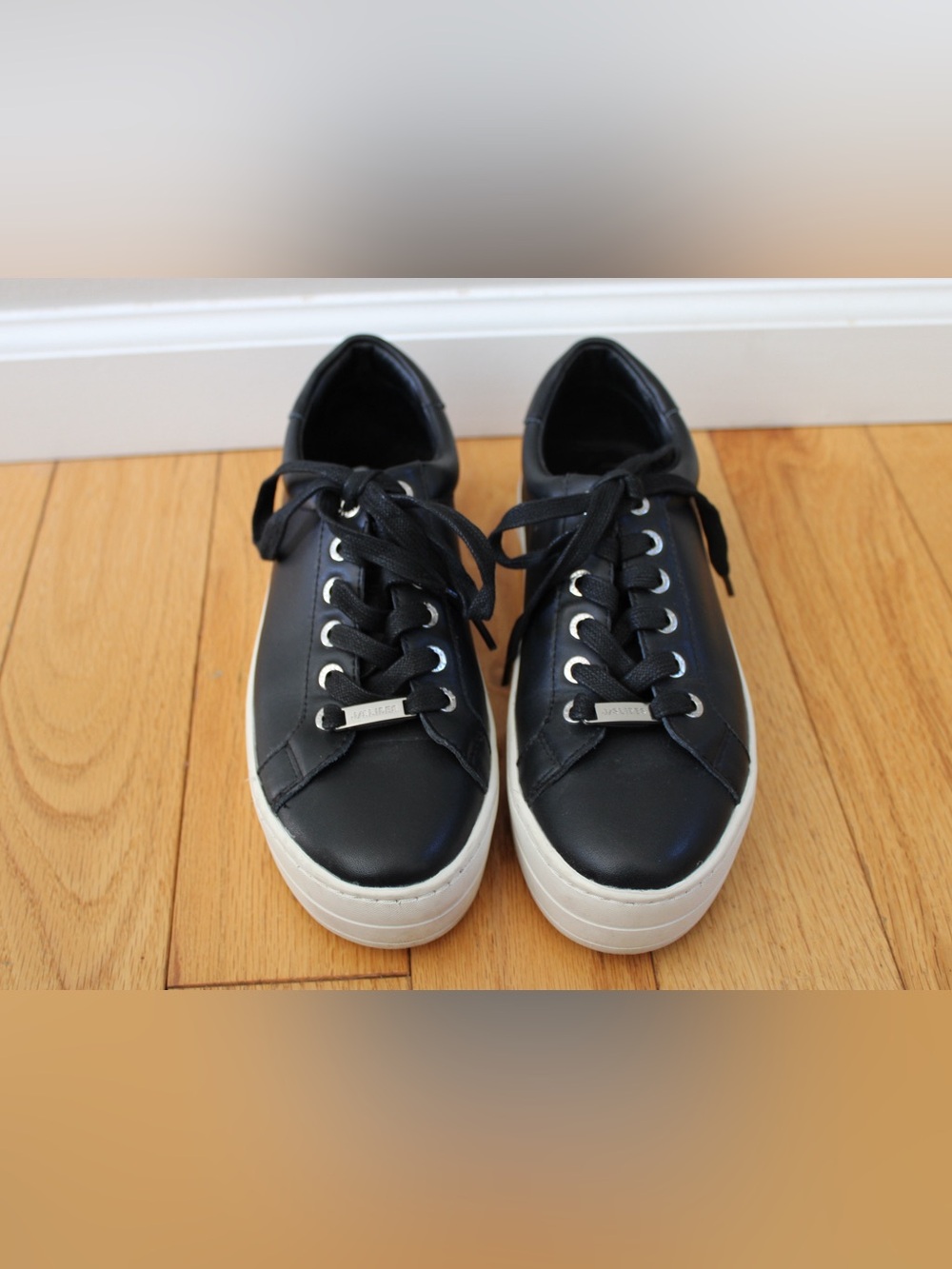 J Slides Hilton Platform Sneaker in Black Leather Size 6